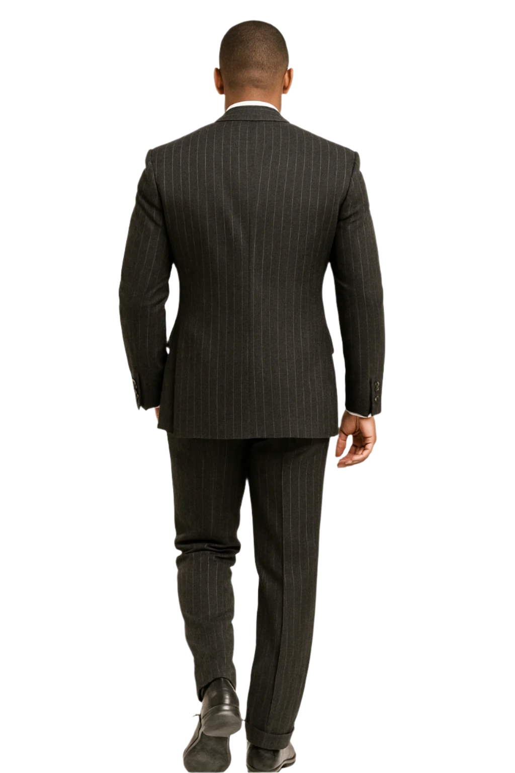 Rockefeller Collection - Double Breasted Stripe Suit Black Regular Fit 2 Piece