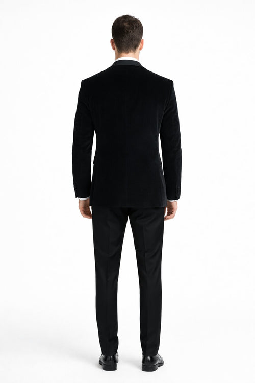 Men's Designer Vested Velvet Wedding & Prom Tuxed in Black