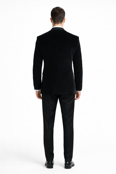 Men's Designer Vested Velvet Wedding & Prom Tuxed in Black