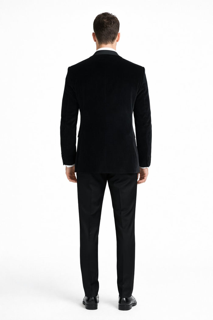 Men's Designer Vested Velvet Wedding & Prom Tuxed in Black