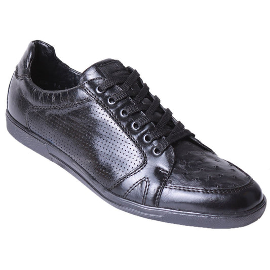 Sneaker de Piel de  Negro Avestruz