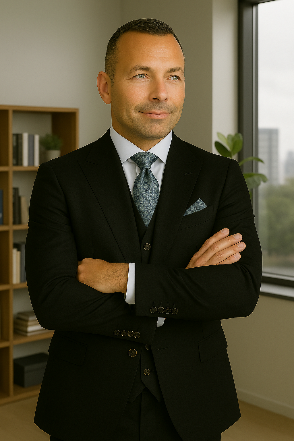 Wool Suit - Italian Made Business Suit by Statement Men's 3 Piece 100% Wool Fashion Suit - Bold Colors - 38R