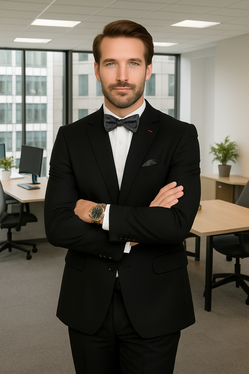 Modern Fit - Wool Suit - Italian Made Business Suit by Statement Men's 2 Piece 100% Wool Modern Fit Suit - Subtle Texture