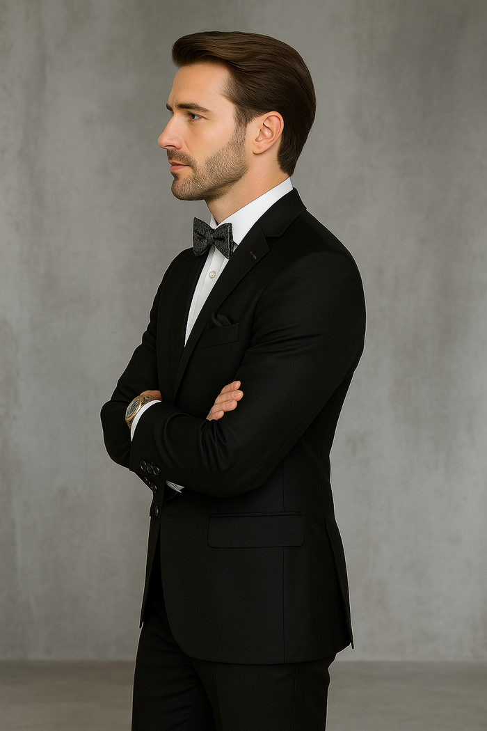 Modern Fit - Wool Suit - Italian Made Business Suit by Statement Men's 2 Piece 100% Wool Modern Fit Suit - Subtle Texture