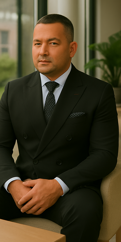 Wool Suit - Italian Made Business Suit by Statement Men's 2 Piece 100% Wool Double Breasted Suit - Micro Windowpane - 38R