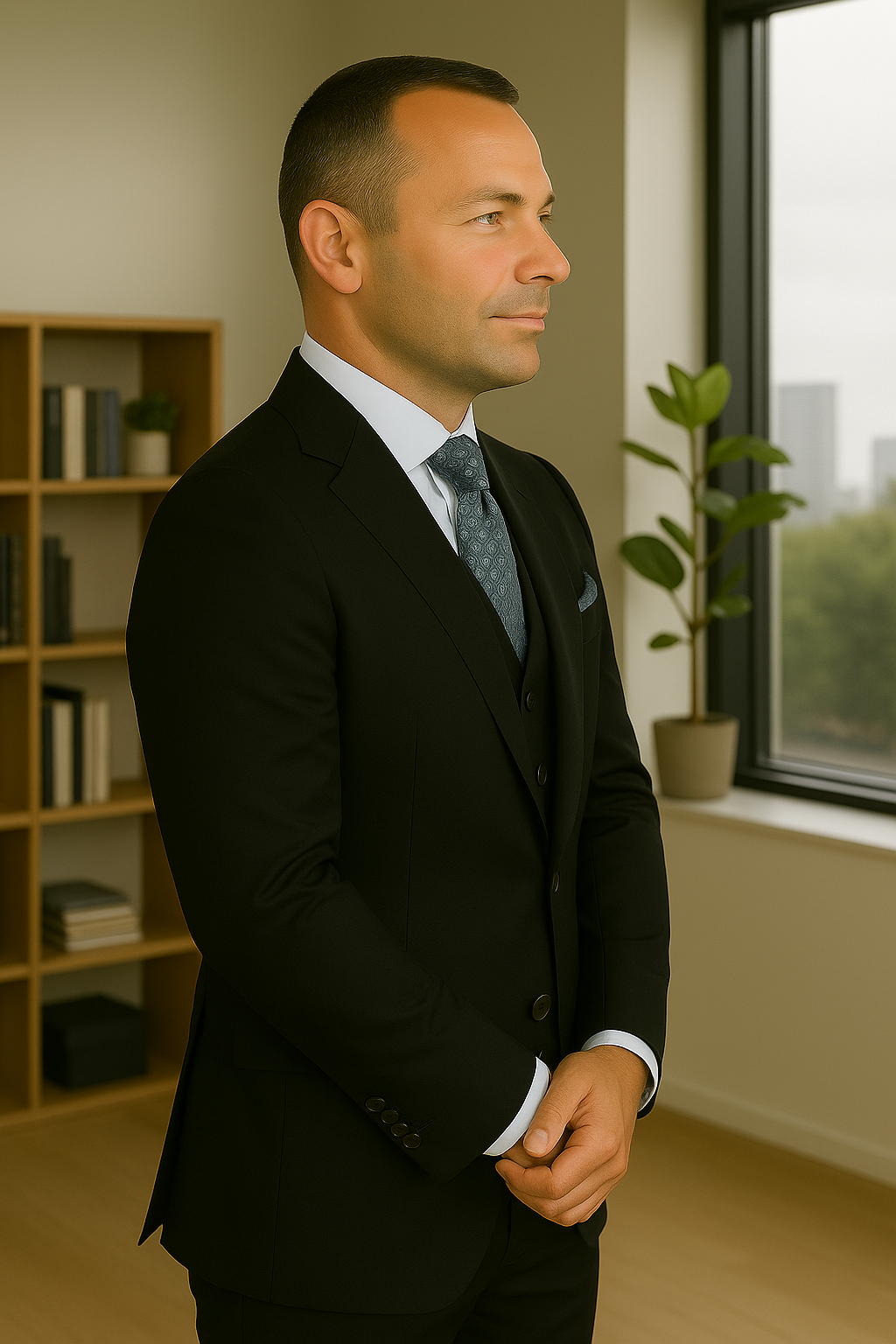 Wool Suit - Italian Made Business Suit by Statement Men's 3 Piece 100% Wool Fashion Suit - Bold Colors - 38R