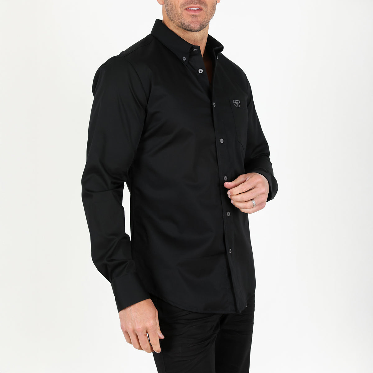 Mens Platini Single Pocket Modern Fit Shirts - Black