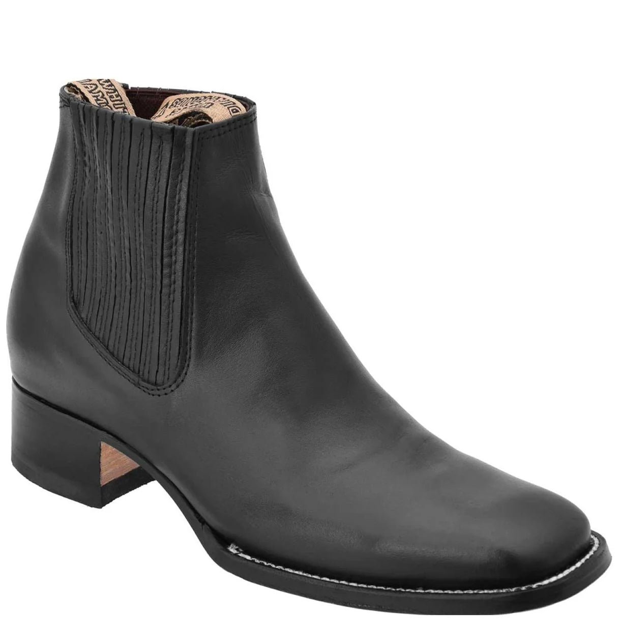 Mens Black Square Toe Ankle Boots - Black