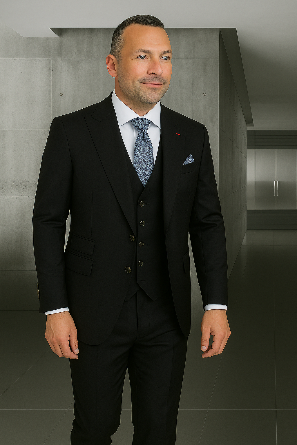 Wool Suit - Italian Made Business Suit by Statement Men's 3 Piece 100% Wool Fashion Suit - Bold Colors - 38R