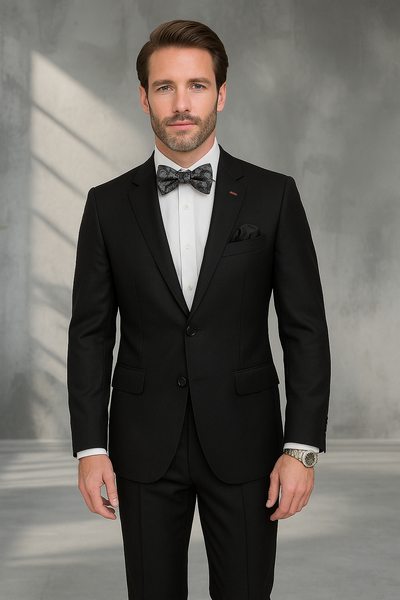 Modern Fit - Wool Suit - Italian Made Business Suit by Statement Men's 2 Piece 100% Wool Modern Fit Suit - Subtle Texture