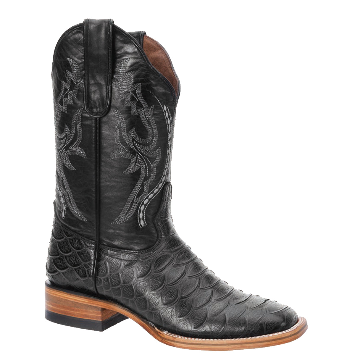 Mens White Diamond Boot Python Print Cowboy Boots Square Toe - 6