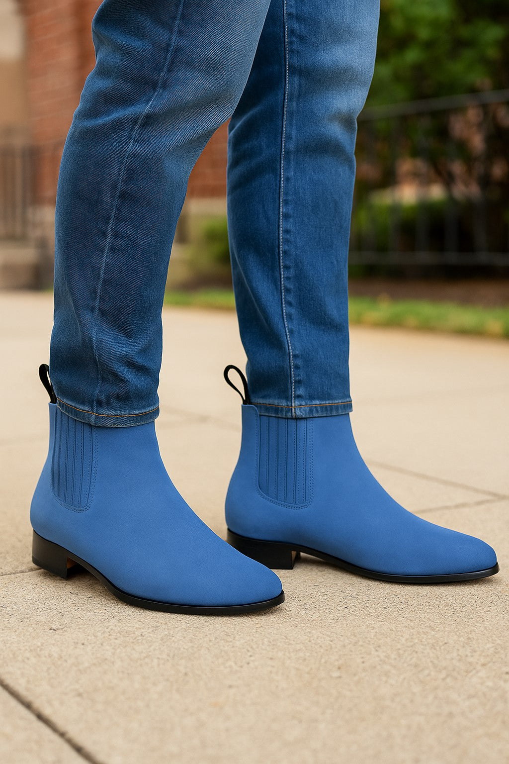 Blue Jean Los Altos Boots Men's Charro Botin Short Ankle Suede Boots - 6EE