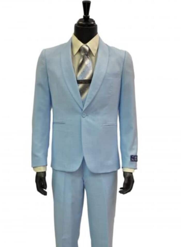 Mens Big and Tall Linen Suits - Powder Blue Summer Fabric Suit