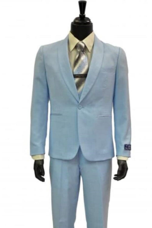 Mens Big and Tall Linen Suits - Powder Blue Summer Fabric Suit