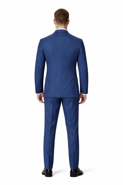 Mens Blue Wool Tiglio Double Breasted Suit Classic Peak Lapel Suit