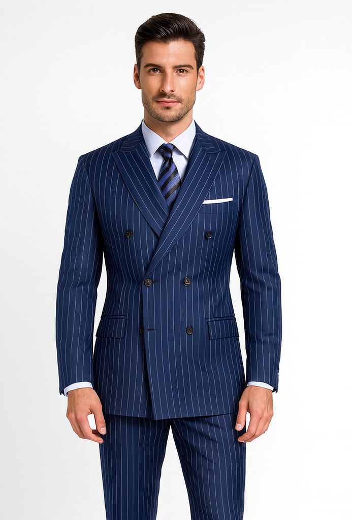 Royal Blue Pinstripe Suit - Gangster Suit - 1920's Suit - Double Breasted Suit - New Arrival - Coat Size 38