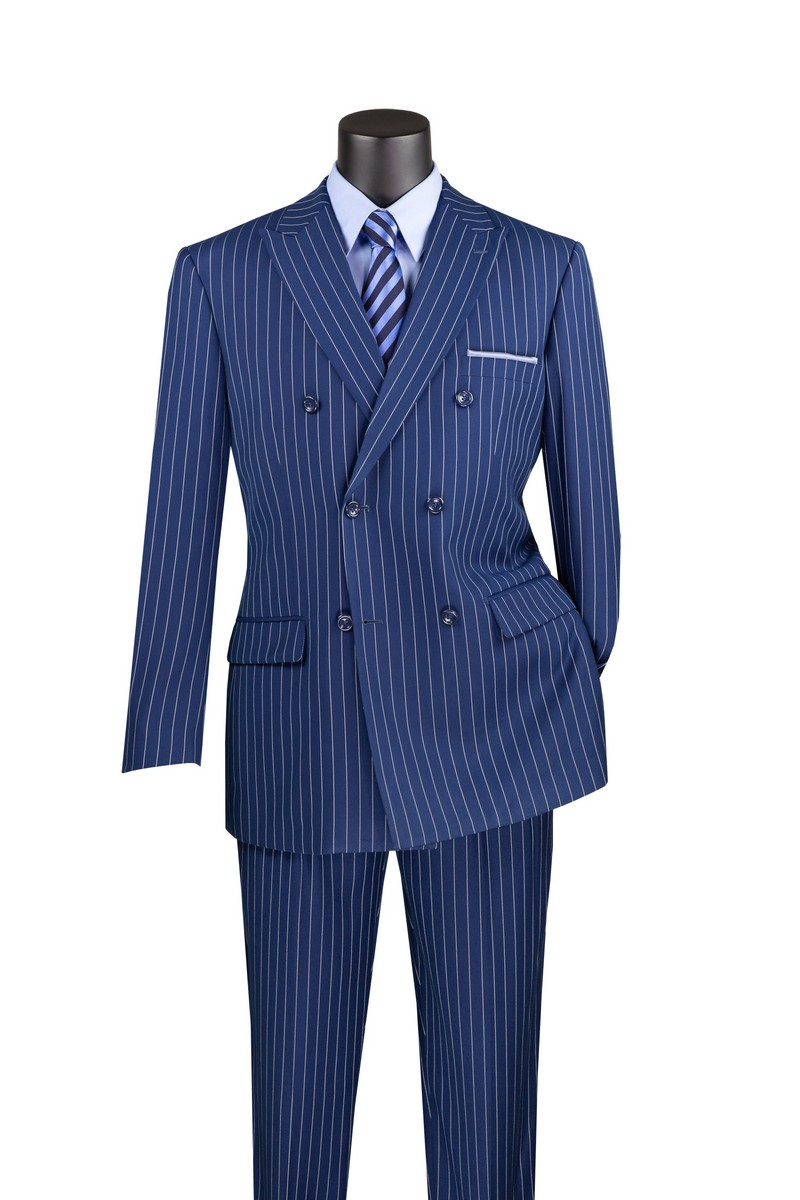 Royal Blue Pinstripe Suit - Gangster Suit - 1920's Suit - Double Breasted Suit - New Arrival - Coat Size 38