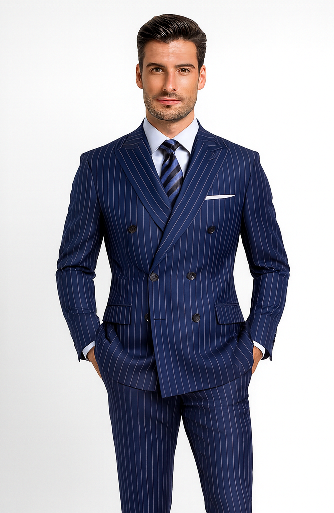 Royal Blue Pinstripe Suit - Gangster Suit - 1920's Suit - Double Breasted Suit - New Arrival - Coat Size 38