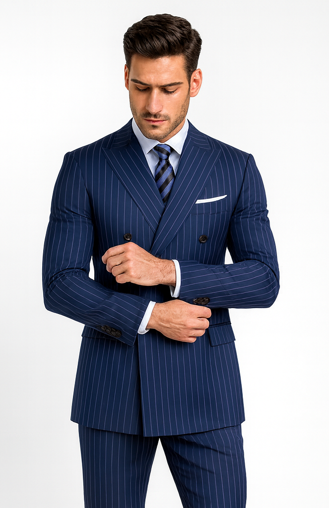 Royal Blue Pinstripe Suit - Gangster Suit - 1920's Suit - Double Breasted Suit - New Arrival - Coat Size 38