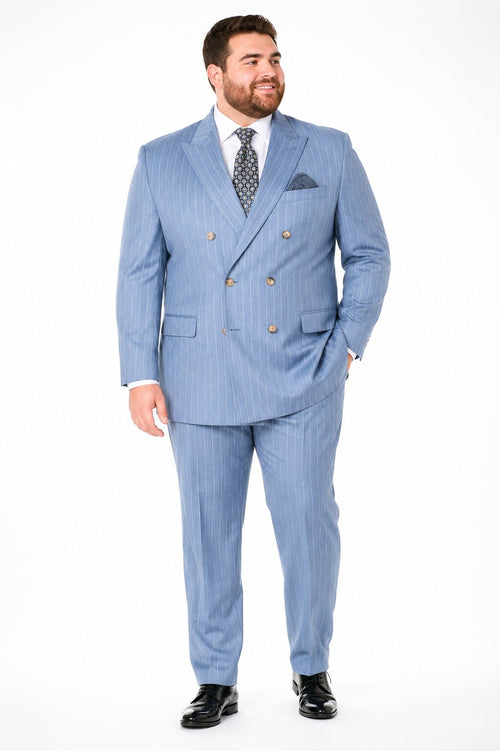 Sky Blue Stripe - Double Breasted Pinstripe Suit-New Designer Collection