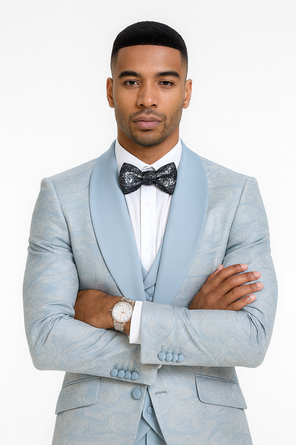 2026 Prom 2026 Special Blue Tuxedo Suit w/ Double-Breasted Vest by Tazzio