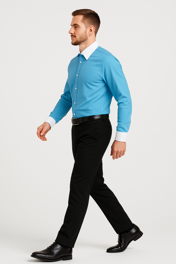 Classic Stylish Fashionable -White Collar Two Toned Contrast white collars Multi-color Men's Dress Shirt