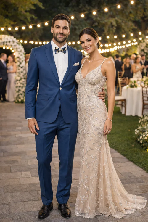 Blue Slim Fit Menâ€™s Suit by Rossiman Rossi â€“ Skinny Style with 1-Button Jacket - 58R