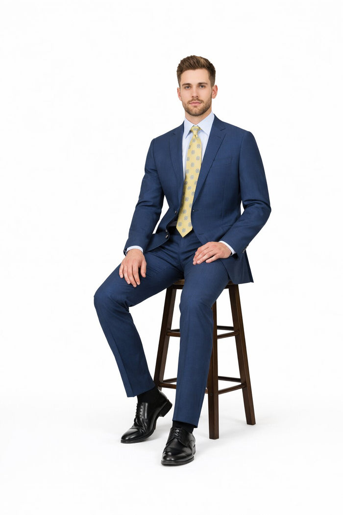 Modern Fit Tiglio Wool Double-Breasted Suit Premium Tailored Formal Suit