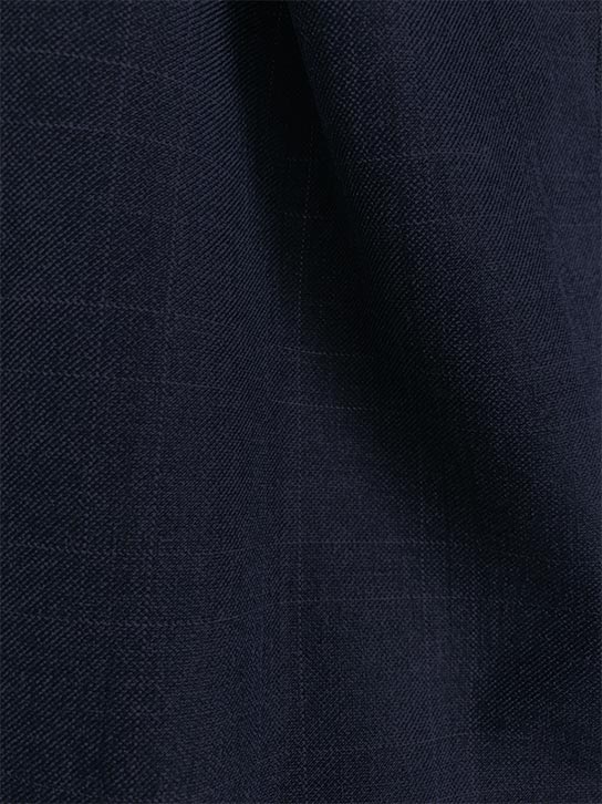 Olympia Collection - Glen Plaid Regular Fit Suit 3 Piece Navy Blue - Blue