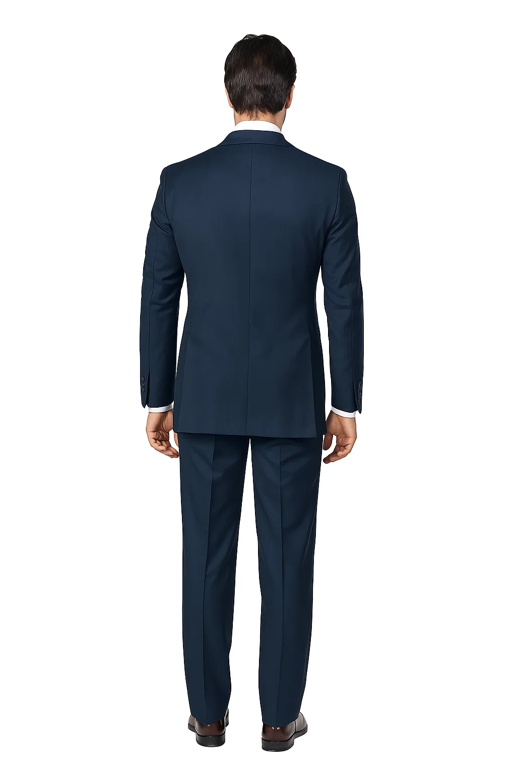 Suits With Baggy Pleated Pants - Wide Leg Pants 100% Wool - Classic Fit in Navy Color by Rossiman - 38 Regular