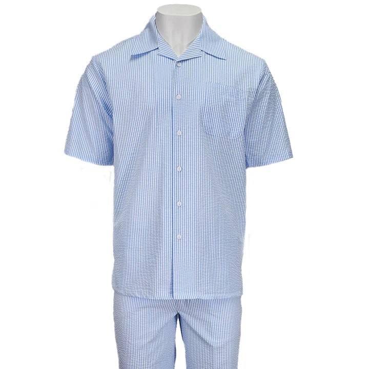 Blue Seersucker 2pc Set - S