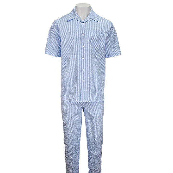 Blue Seersucker 2pc Set - S