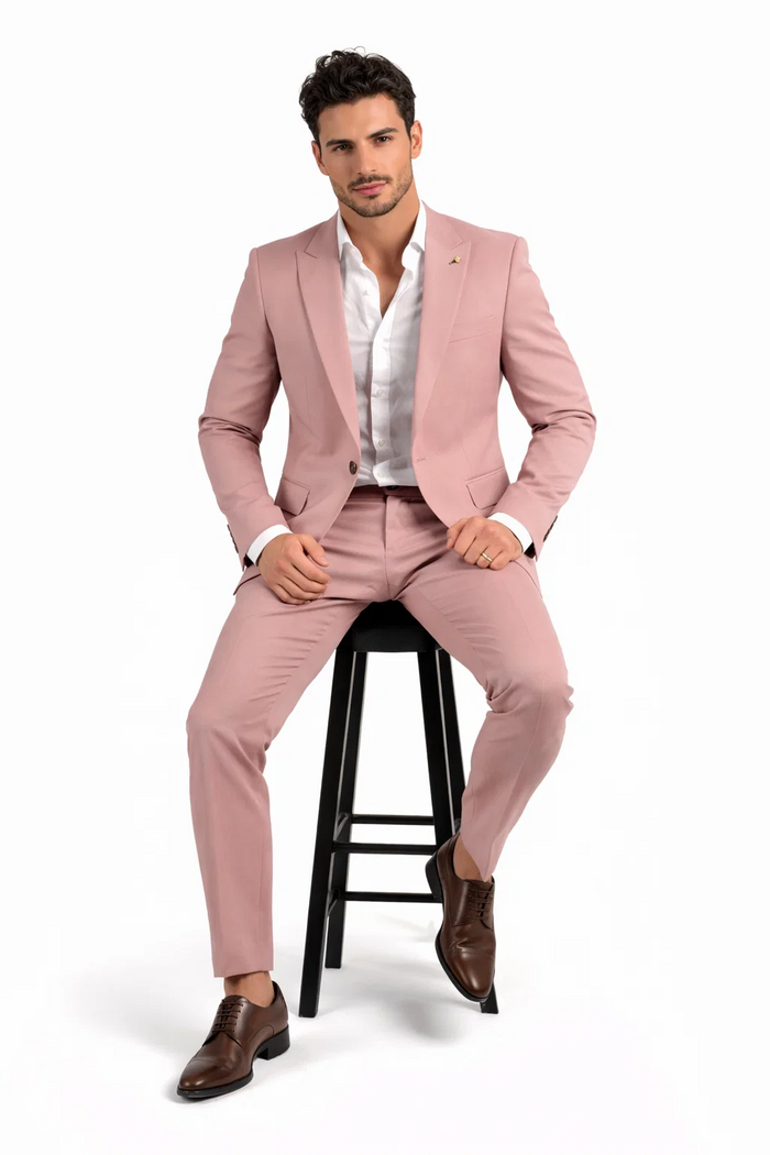 Blush Color Suit For Men - Mauve Suit - Wedding  Slim Fit Suit