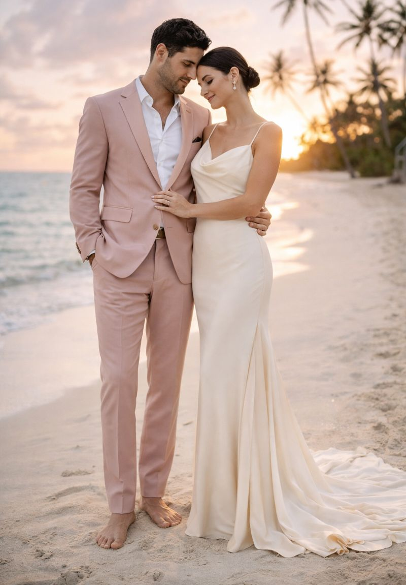 Blush Color Suit For Men - Mauve Suit - Wedding  Slim Fit Suit