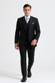 "Bold Pinstripe Gangster Suit - Men's 2-Button Vested in Black"
