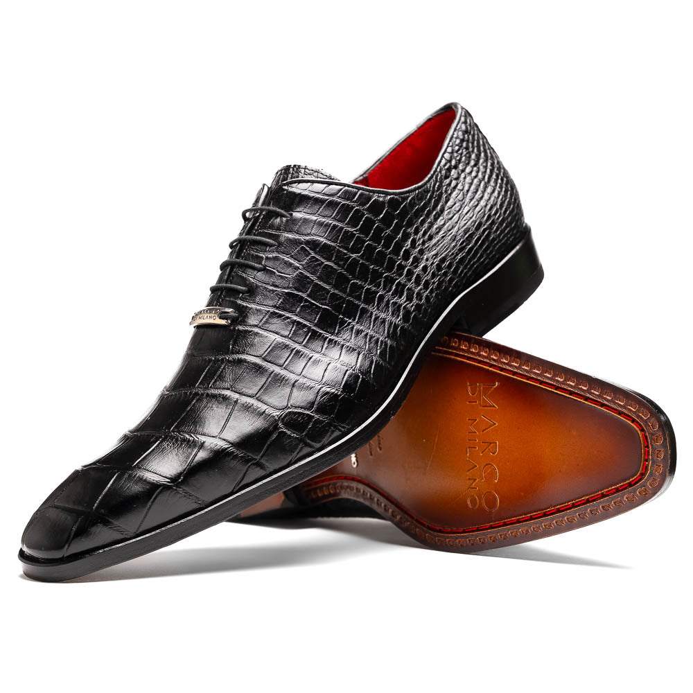 Marco Di Milano Bono Black Alligator Wholecut Oxfords - 8