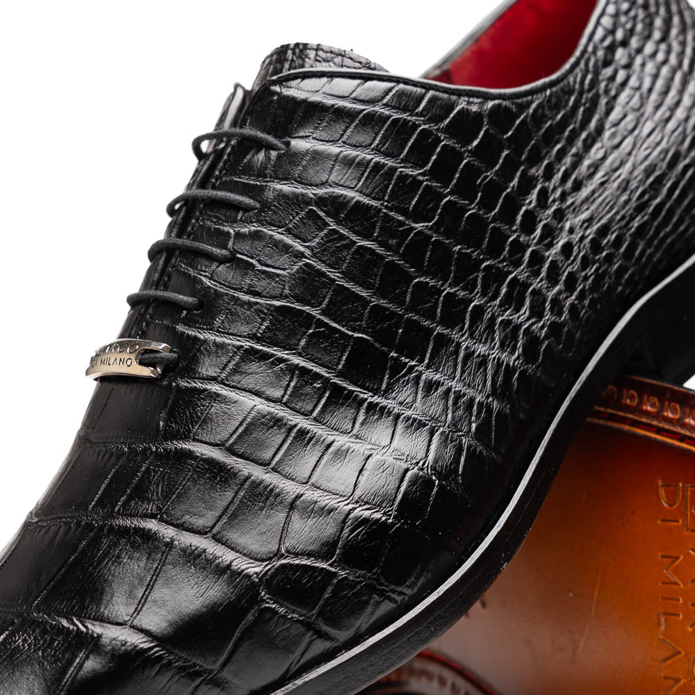 Marco Di Milano Bono Black Alligator Wholecut Oxfords - 8