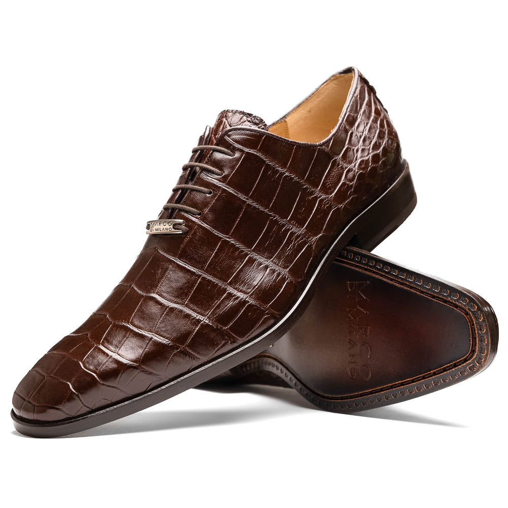 Marco Di Milano Bono Brown Alligator Wholecut Oxfords - 8