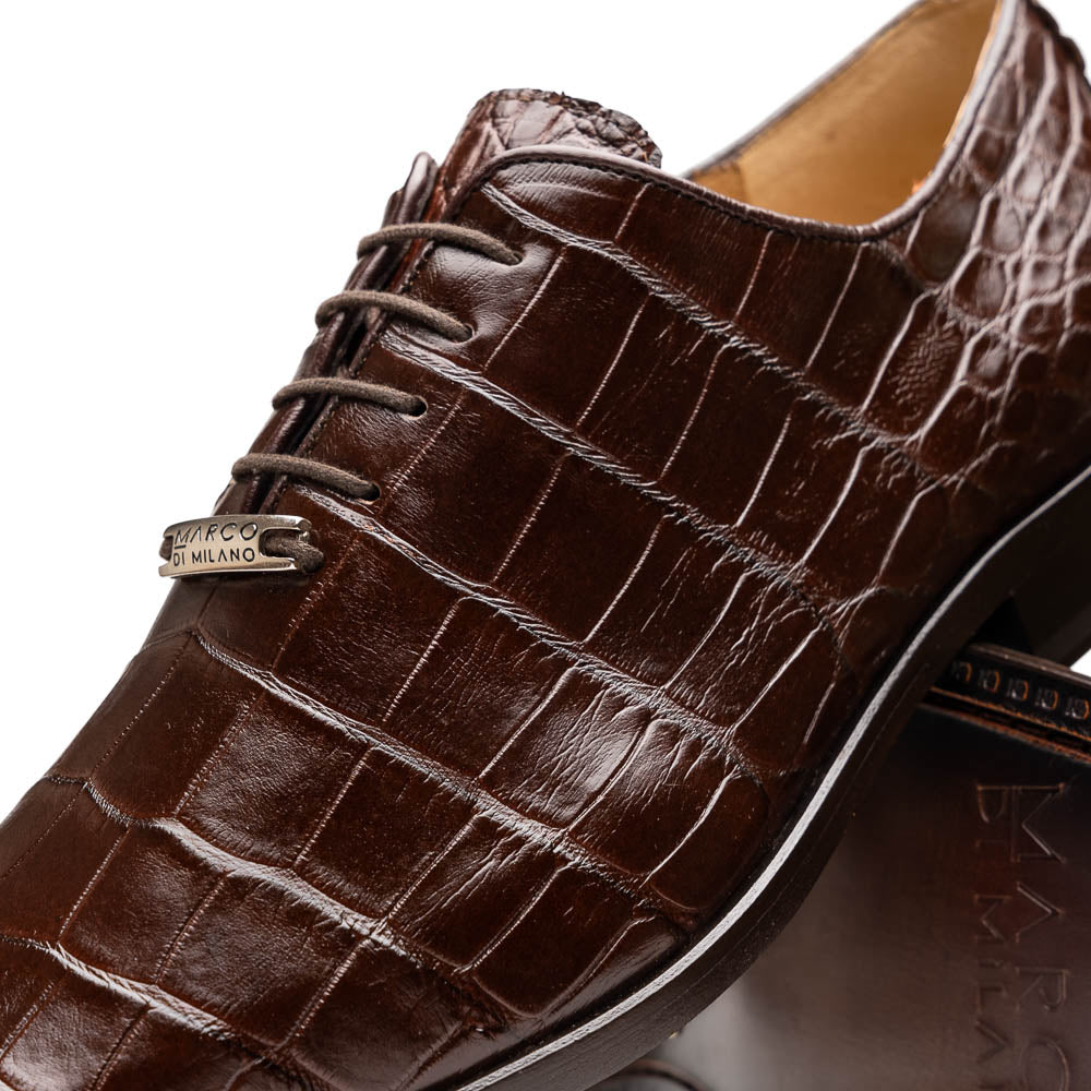 Marco Di Milano Bono Brown Alligator Wholecut Oxfords - 8