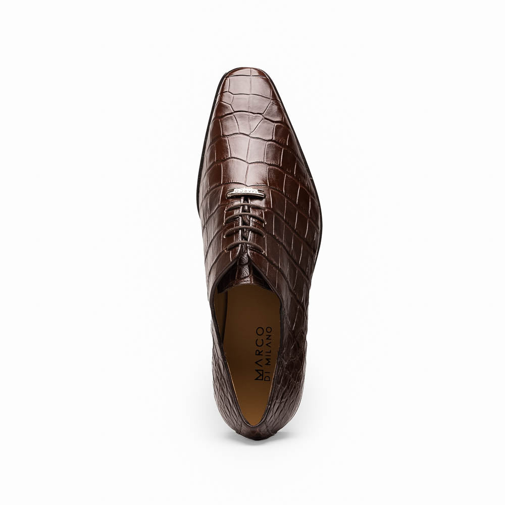 Marco Di Milano Bono Brown Alligator Wholecut Oxfords - 8