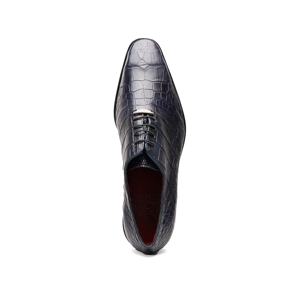 Marco Di Milano Bono Navy Alligator Wholecut Oxfords - 8