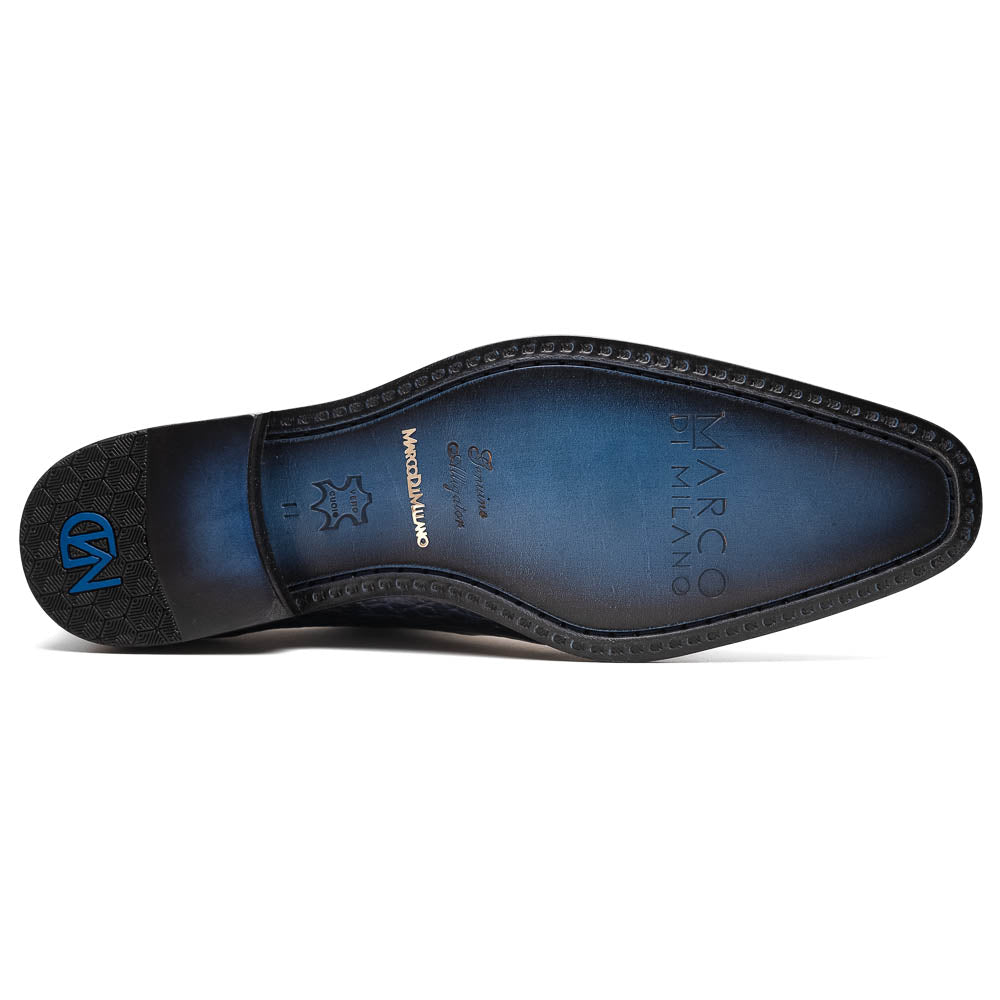 Marco Di Milano Bono Navy Alligator Wholecut Oxfords - 8