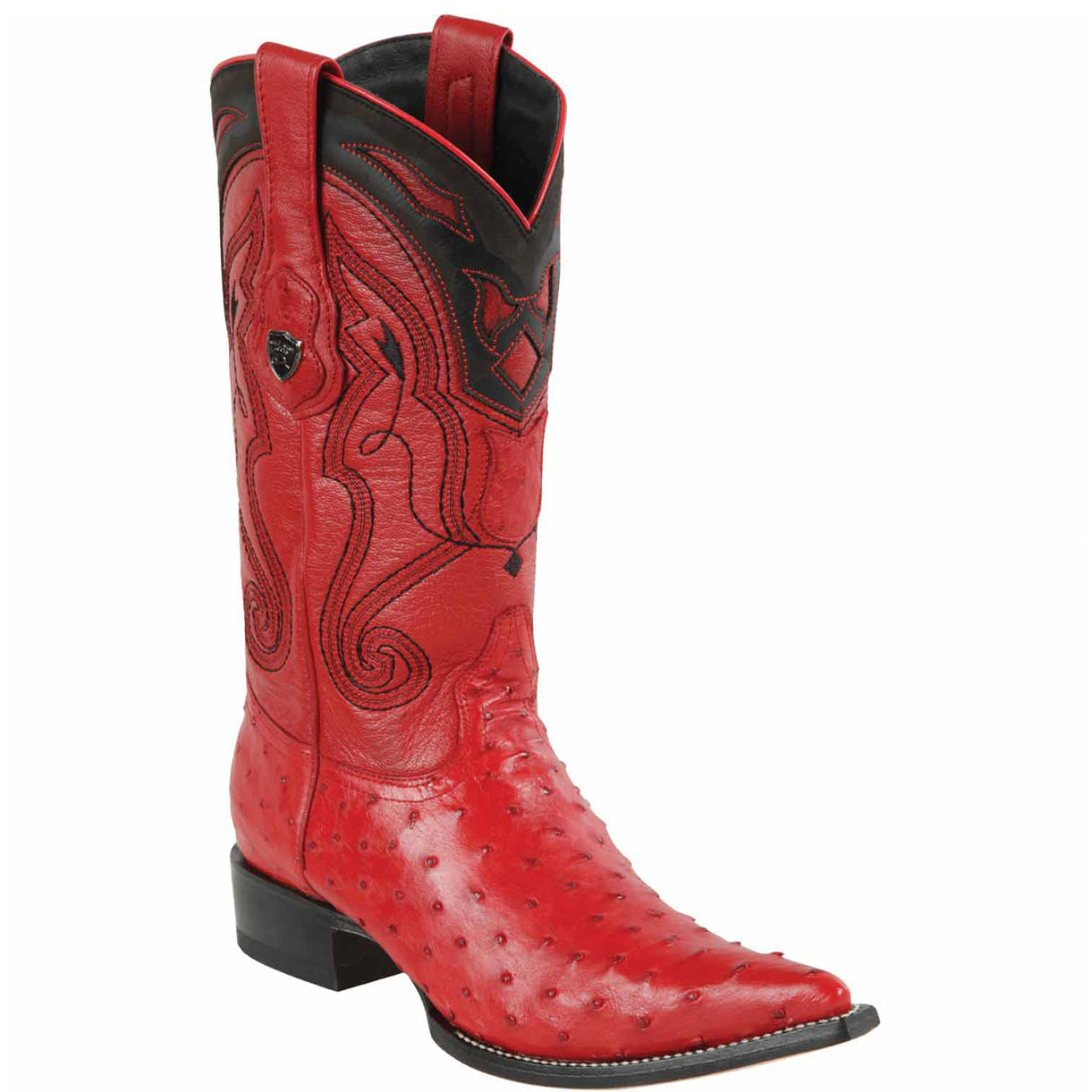 Red Ostrich Boots Pointy Toe - EE