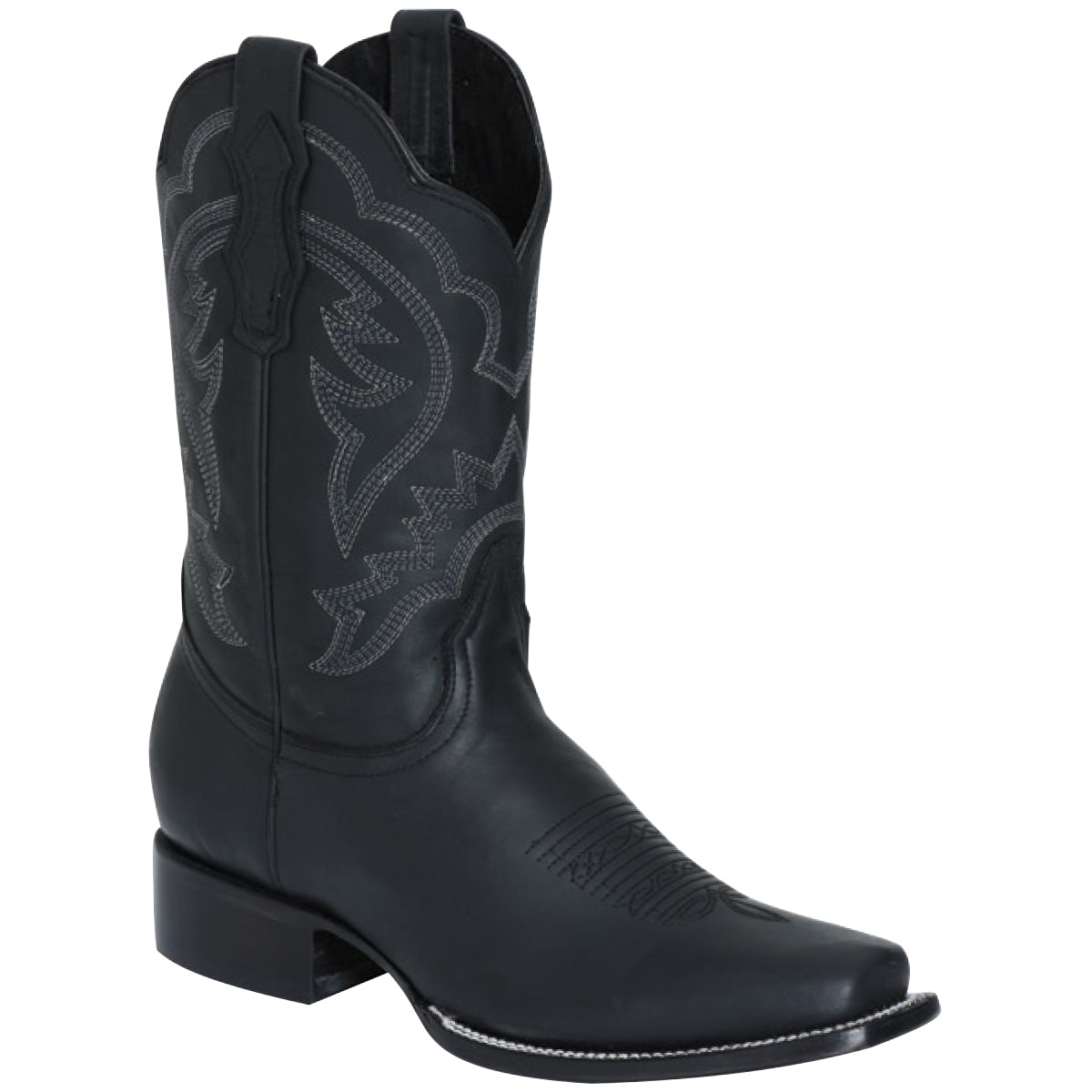 Rodeo Black Square Toe Cowboy Boots - EE