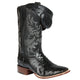 Black Ostrich Print Boots