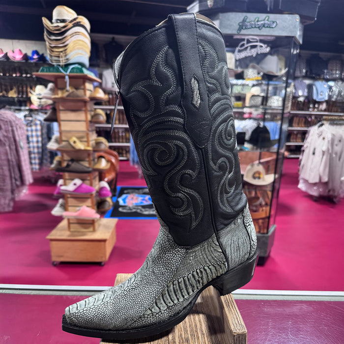 Rustic Black Ostrich Leg Boots