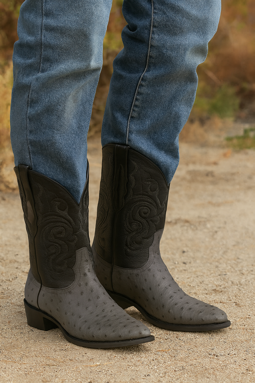 Botas de Avestruz Original Punta Redonda LAB-650309-New Designer Collection