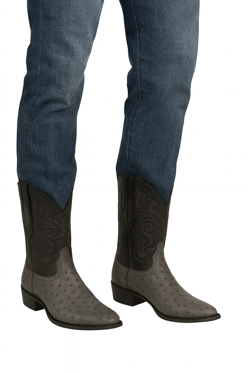 Botas de Avestruz Original Punta Redonda LAB-650309-New Designer Collection