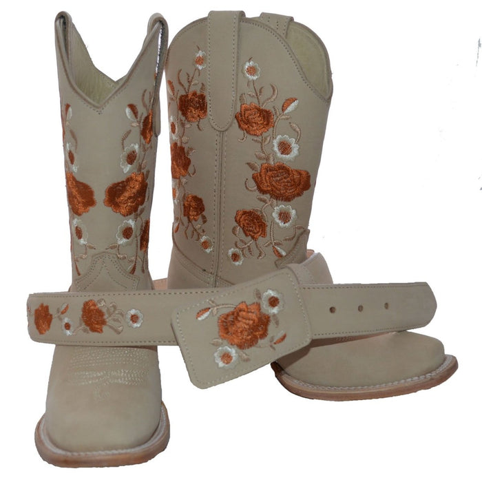 Botas Vaqueras de Cuero para Dama Acabado Nobuck en Hueso ROD - 6