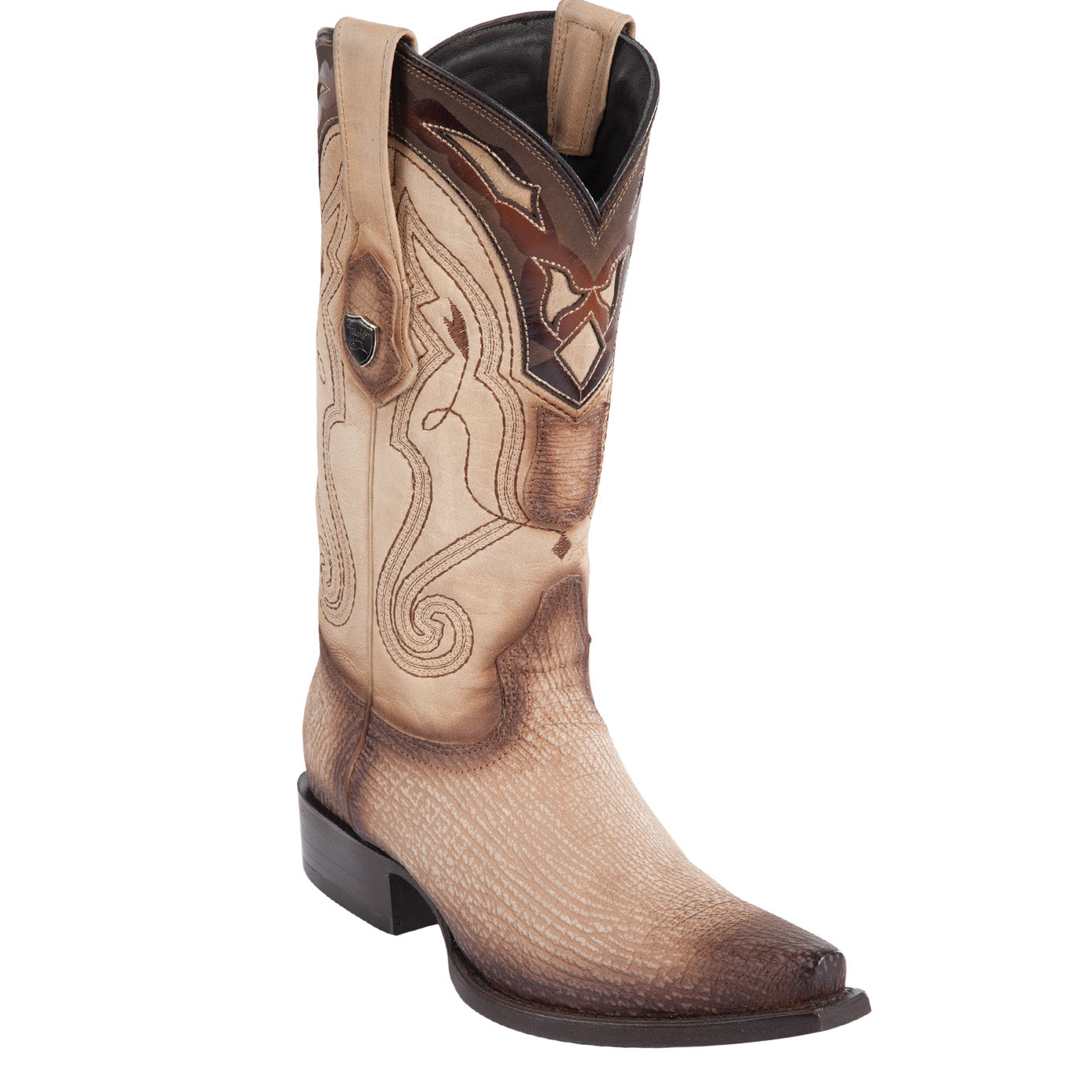 Men’s Shark Skin Cowboy Boots, Western Exotic Boots in Brown, Sand and Cognac - EE